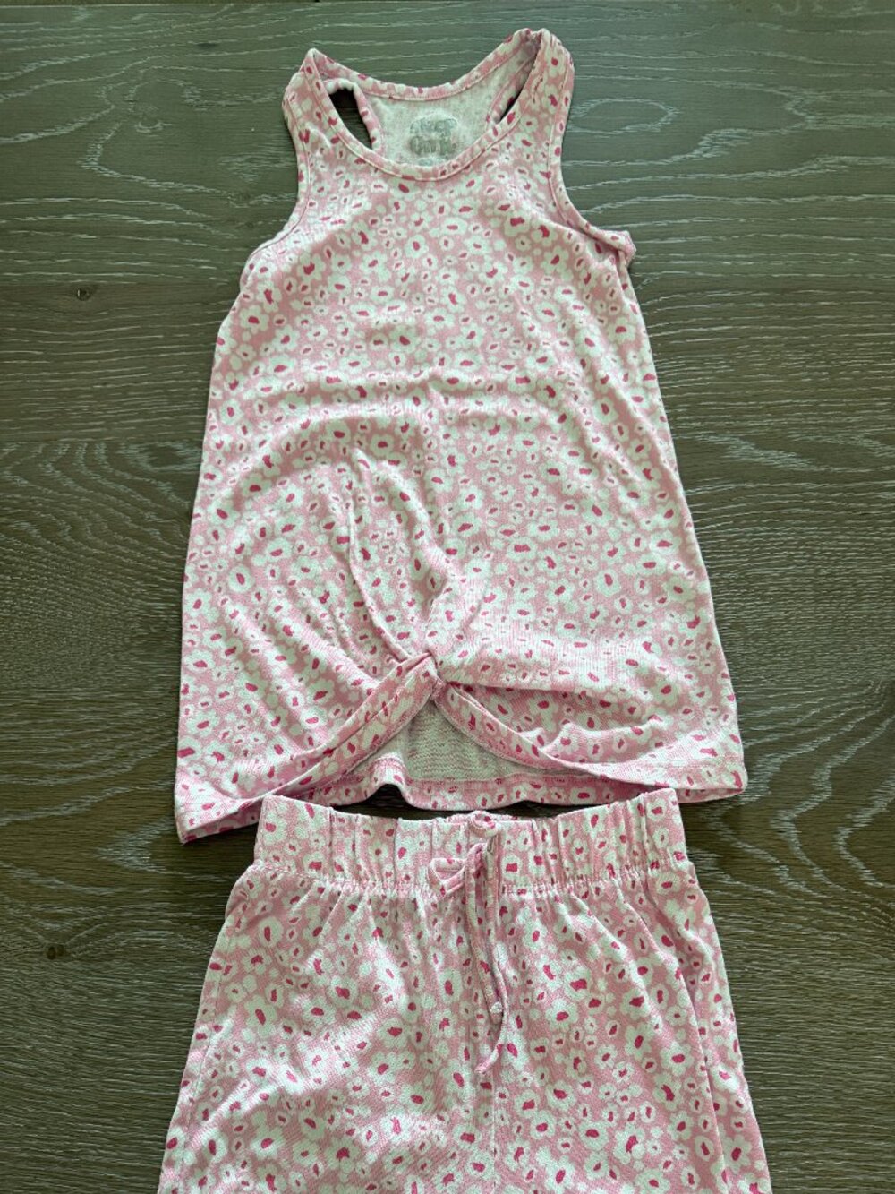 Girls Sleep on it 2 piece pink leopard print tank shorts pj pajama set size S